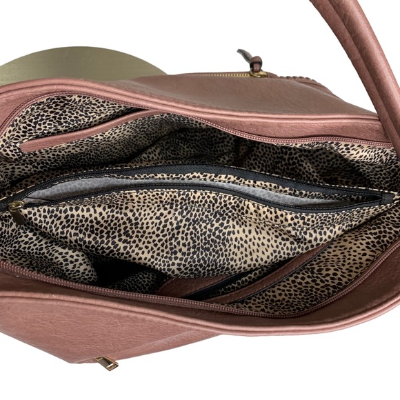 NEW Medium Chocolate Brown Large Hobo Style Silhouette Gold Accents 13”x5.5”x14” - Picture 9 of 11